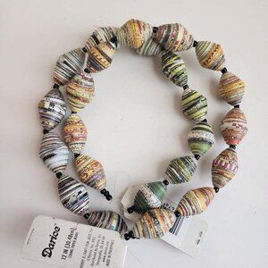 Upcycled paper beads for jewelry making, colorful strand, supply destash